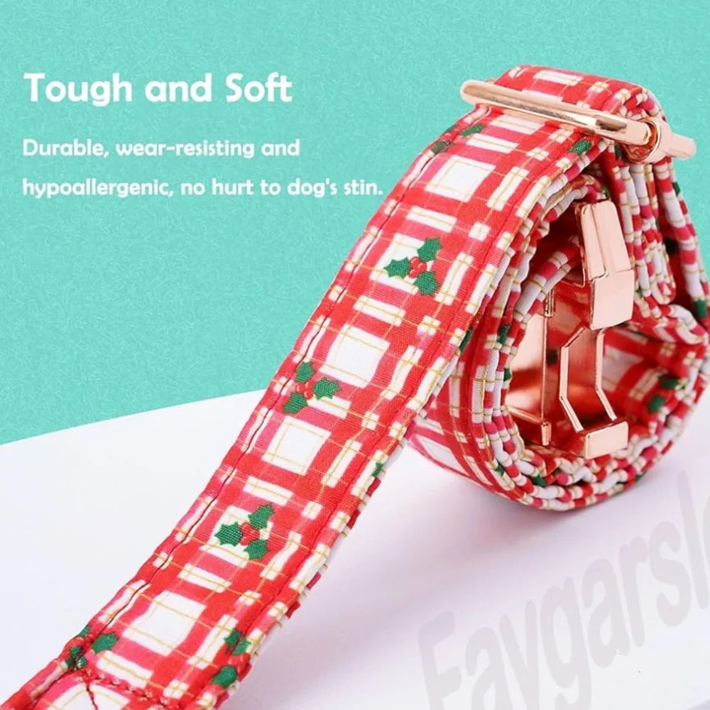NEW Faygarsle Christmas Red Plaid Pattern Dog Collar- small